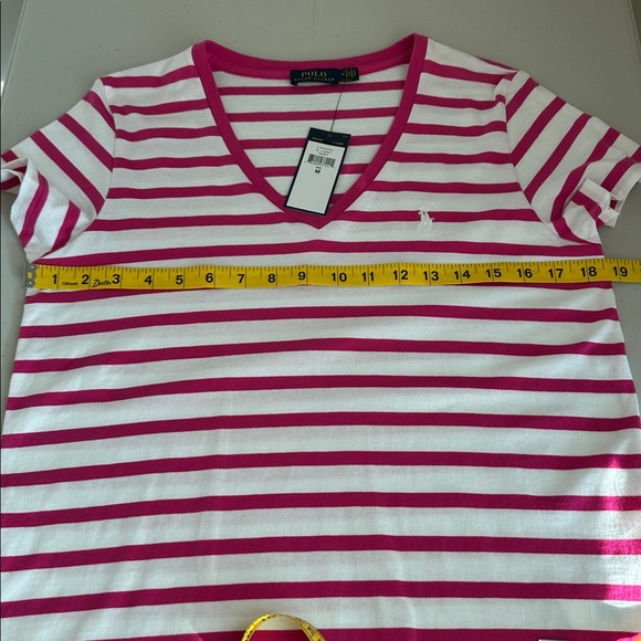 NWT RALPH LAUREN Pink and White Striped Tee Size M. - Picture 8 of 14